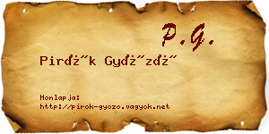 Pirók Győző névjegykártya